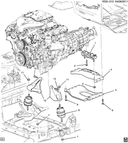 MOTEUR 8 CYLINDRES Chevrolet Camaro Convertible 2012-2015 EE,EF67 ENGINE & TRANSMISSION MOUNTING (LFX/3.6-3, MANUAL MV5)