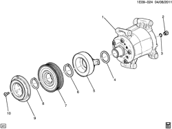 BODY MOUNTING-AIR CONDITIONING-AUDIO/ENTERTAINMENT Chevrolet Camaro Convertible 2013-2015 ES37-67 A/C COMPRESSOR ASM (LSA/6.2P)