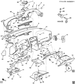 WINDSHIELD-WIPER-MIRRORS-INSTRUMENT PANEL-CONSOLE-DOORS Chevrolet Corvette 2012-2013 Y INSTRUMENT PANEL PART 2