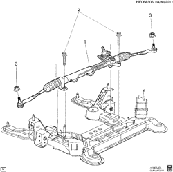 FRONT SUSPENSION-STEERING Pontiac G8 2008-2009 E STEERING SYSTEM & RELATED PARTS-GEAR MOUNTING