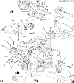 6-CYLINDER ENGINE Buick Regal 2012-2012 GP,GR ENGINE & TRANSMISSION MOUNTING (LEA/2.4K)