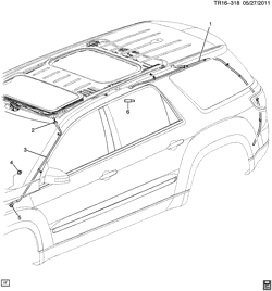 КАБИНА И КУЗОВНЫЕ ДЕТАЛИ-ДВОРНИКИ-ЗЕРКАЛА-ДВЕРИ-ОТДЕЛКА-РЕМНИ БЕЗОПАСНОСТИ Chevrolet Traverse (2WD) 2011-2017 RV1 SUNROOF DRAINAGE (C3U)