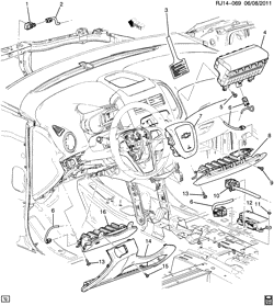 ACABAMENTO INTERNO - ACABAMENTO BANCO DIANTEIRO - CINTOS DE SEGURANÇA Chevrolet Sonic Sedan (Canada and US) 2015-2016 JU,JV,JW,JY69 INFLATABLE RESTRAINT SYSTEM DRIVER & PASSENGER