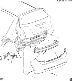 РАМЫ-ПРУЖИНЫ - АМОРТИЗАТОРЫ - БАМПЕРЫ Chevrolet Sonic Hatchback (Canada and US) 2012-2012 J48 BUMPER/REAR