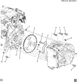 TRANSMISSÃO MANUAL 5 MARCHAS Chevrolet Sonic Hatchback (Canada and US) 2013-2016 JV,JW,JY48 TRANSMISSION TO ENGINE MOUNTING (LUV/1.4B, AUTOMATIC MH8)