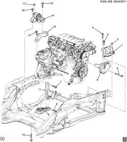 4-CYLINDER ENGINE Chevrolet Sonic Hatchback (Canada and US) 2013-2016 JV,JW,JY48 ENGINE & TRANSMISSION MOUNTING (LUV/1.4B, MANUAL MR5,MZ4)