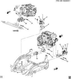 4-CYLINDER ENGINE Chevrolet Cruze (Carryover Model) 2013-2016 P69 ENGINE & TRANSMISSION MOUNTING (LUW/1.8H,LWE/1.8G, MANUAL TRANSMISSION MZ0)