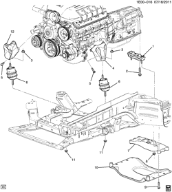 8-CYLINDER ENGINE Chevrolet Camaro Convertible 2011-2015 ES67 ENGINE & TRANSMISSION MOUNTING (L99/6.2J, AUTOMATIC MYC)