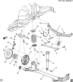 РАМЫ-ПРУЖИНЫ - АМОРТИЗАТОРЫ - БАМПЕРЫ Chevrolet Cruze (Carryover Model) 2011-2016 P69 SUSPENSION/REAR (DRUM BRAKE J93)