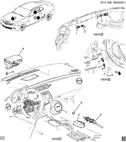 ACABAMENTO INTERNO - ACABAMENTO BANCO DIANTEIRO - CINTOS DE SEGURANÇA Chevrolet Camaro Coupe 2010-2015 EE,EF,ES INFLATABLE RESTRAINT SYSTEM/DRIVER & PASSENGER