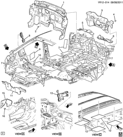 BODY MOLDINGS-SHEET METAL-REAR COMPARTMENT HARDWARE-ROOF HARDWARE Chevrolet Volt 2011-2011 R INSULATORS/BODY