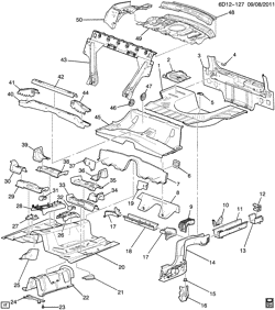 BODY MOLDINGS-SHEET METAL-REAR COMPARTMENT HARDWARE-ROOF HARDWARE Cadillac CTS Sedan 2012-2013 DM,DN,DR69 SHEET METAL/BODY PART 5-UNDERBODY & REAR END