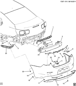 РАМЫ-ПРУЖИНЫ - АМОРТИЗАТОРЫ - БАМПЕРЫ Chevrolet Malibu Limited (Carryover Model) 2014-2016 GD BUMPER/REAR (EXPOSED TAILPIPE NWO, EXC SENSOR UFT)