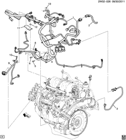LÂMPADAS-ELÉTRICAS-IGNIÇÃO-GERADOR-MOTOR DE ARRANQUE Buick LaCrosse/Allure 2005-2009 W19 WIRING HARNESS/ENGINE (L26/3.8-2)