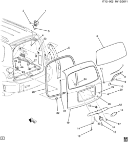 BODY MOLDINGS-SHEET METAL-REAR COMPARTMENT HARDWARE-ROOF HARDWARE Chevrolet HHR 2006-2008 A LIFTGATE HARDWARE PART 1