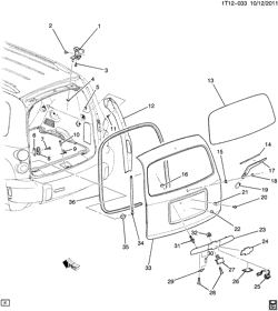 BODY MOLDINGS-SHEET METAL-REAR COMPARTMENT HARDWARE-ROOF HARDWARE Chevrolet HHR 2009-2011 A LIFTGATE HARDWARE PART 1