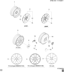 BRAKES-REAR AXLE-PROPELLER SHAFT-WHEELS Chevrolet Aveo Hatchback (Canada and US) 2008-2008 T WHEELS & WHEEL COVERS