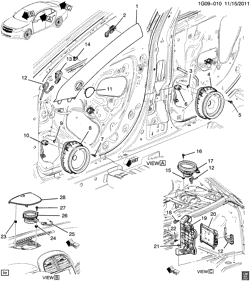 BODY MOUNTING-AIR CONDITIONING-AUDIO/ENTERTAINMENT Chevrolet Malibu 2013-2014 GC,GD AUDIO SYSTEM/SPEAKERS (PREMIUM UQA, EXC HYBRID HP6)