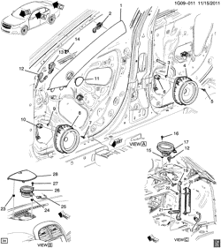BODY MOUNTING-AIR CONDITIONING-AUDIO/ENTERTAINMENT Chevrolet Malibu 2013-2014 GC AUDIO SYSTEM/SPEAKERS (PREMIUM UQA, HYBRID HP6)