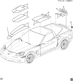 BODY MOLDINGS-SHEET METAL-REAR COMPARTMENT HARDWARE-ROOF HARDWARE Chevrolet Corvette 2012-2012 Y07-87 DECALS/BODY (CENTENNIAL EDITION ZLC)