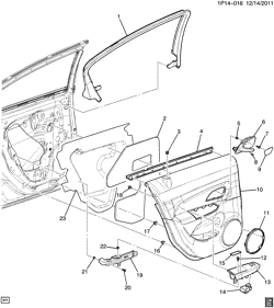 ОТДЕЛКА САЛОНА - ОТДЕЛКА ПЕРЕДН. СИДЕНЬЯ-РЕМНИ БЕЗОПАСНОСТИ Chevrolet Cruze (Carryover Model) 2011-2016 P69 TRIM/REAR DOOR