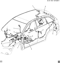 BODY WIRING-ROOF TRIM Chevrolet Captiva Sport (Canada and US) 2012-2015 LF,LR WIRING HARNESS/BODY
