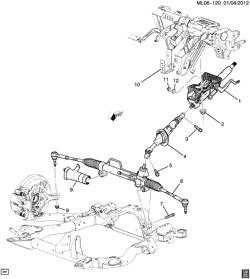 FRONT SUSPENSION-STEERING Chevrolet Equinox 2011-2012 L STEERING SYSTEM & RELATED PARTS (LFW/3.0-5)