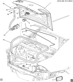 BODY MOLDINGS-SHEET METAL-REAR COMPARTMENT HARDWARE-ROOF HARDWARE Buick Lucerne 2006-2011 H REAR COMPARTMENT HARDWARE