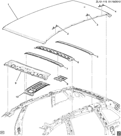 BODY MOLDINGS-SHEET METAL-REAR COMPARTMENT HARDWARE-ROOF HARDWARE Chevrolet Captiva Sport (Canada and US) 2012-2015 L SHEET METAL/ROOF (EXC CF5)