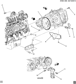 BRAKES Buick Lucerne 2006-2008 H TRANSMISSION TO ENGINE MOUNTING (L26/3.8-2)