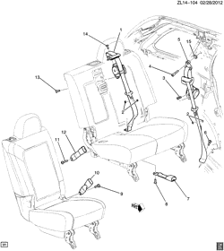 INTERIOR TRIM-FRONT SEAT TRIM-SEAT BELTS Chevrolet Captiva Sport (Canada and US) 2012-2015 L SEAT BELTS/REAR