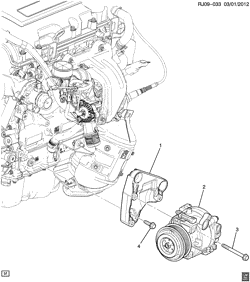 BODY MOUNTING-AIR CONDITIONING-AUDIO/ENTERTAINMENT Chevrolet Sonic Hatchback (Canada and US) 2013-2016 JV,JW,JY48 A/C COMPRESSOR MOUNTING (LUV/1.4B)