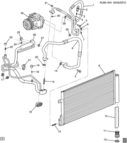 BODY MOUNTING-AIR CONDITIONING-AUDIO/ENTERTAINMENT Chevrolet Sonic Hatchback (Canada and US) 2013-2016 JV,JW,JY48 A/C REFRIGERATION SYSTEM (LUV/1.4B)