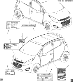 METAL DA CHAPA DA EXTREMIDADE DIANTEIRA-AQUECEDOR-MANUTENÇÃO DO VEÍCULO Chevrolet Spark 2013-2015 CV48 LABELS