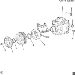 BODY MOUNTING-AIR CONDITIONING-AUDIO/ENTERTAINMENT Chevrolet Sonic Hatchback (Canada and US) 2013-2016 JV,JW,JY48 A/C COMPRESSOR ASM (LUV/1.4B)