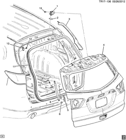 STRUCTURE CARROSSERIE ARRIÈRE-MOULURES & GARNITURE-RANGEMENT ESPACE UTILITAIRE Chevrolet Traverse (AWD) 2013-2017 RV1 FERRURES DE HAYON PART 1 (CHEVROLET X88)