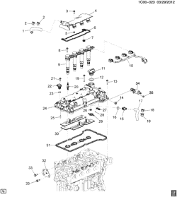 MOTOR DE ACIONAMENTO Chevrolet Spark 2013-2015 CV48 ENGINE ASM-1.2L L4 PART 3 CAMSHAFT COVER & COIL (LL0/1.2-9)