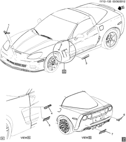 BODY MOLDINGS-SHEET METAL-REAR COMPARTMENT HARDWARE-ROOF HARDWARE Chevrolet Corvette 2010-2012 Y ORNAMENTATION/BODY