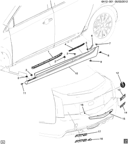 BODY MOLDINGS-SHEET METAL-REAR COMPARTMENT HARDWARE-ROOF HARDWARE Cadillac ATS Sedan 2015-2015 AB,AC,AD,AG69 MOLDINGS/BODY-LOWER(1ST DES)