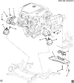 6-CYLINDER ENGINE Cadillac ATS 2014-2015 AC,AD,AG69 ENGINE & TRANSMISSION MOUNTING (LFX/3.6-3, EXC ALL-WHEEL DRIVE F46)