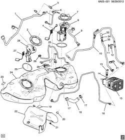 FUEL SYSTEM-EXHAUST-EMISSION SYSTEM Cadillac ATS 2013-2013 A FUEL TANK & VAPOR CANISTER (LFX/3.6-3, EMISSIONS NT7,NU5)