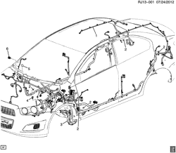 BODY WIRING-ROOF TRIM Chevrolet Sonic Sedan (NON CANADA AND US) 2013-2013 JR,JS,JT69 WIRING HARNESS/BODY
