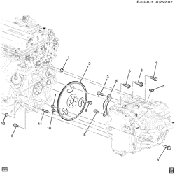 4-ЦИЛИНДРОВЫЙ ДВИГАТЕЛЬ Chevrolet Trax (Canada and Mexico) 2013-2015 JV,JW76 ENGINE TO TRANSMISSION MOUNTING (2H0/1.8E, AUTOMATIC MH8)