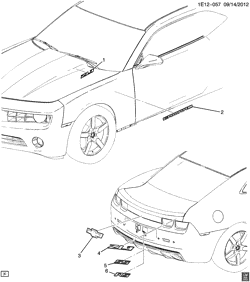 МОЛДИНГИ КУЗОВА-ЛИСТОВОЙ МЕТАЛ-ФУРНИТУРА ЗАДНЕГО ОТСЕКА-ФУРНИТУРА КРЫШИ Chevrolet Camaro Coupe 2014-2014 E37 NAMEPLATES (EXC SPECIAL PERFORMANCE PACKAGE Z28)