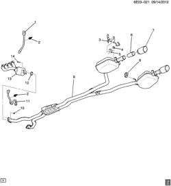 FUEL SYSTEM-EXHAUST-EMISSION SYSTEM Cadillac SRX 2007-2009 E EXHAUST SYSTEM (LH2/4.6A, CHROME EXHAUST NDB)