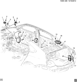 CONJUNTO DA CARROCERIA, CONDICIONADOR DE AR - ÁUDIO/ENTRETENIMENTO Chevrolet Impala (New Model) 2014-2017 GY,GZ69 AUDIO SYSTEM/SPEAKERS (PREMIUM UQS)