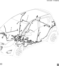 ЭЛЕКТРОПРОВОДКА КУЗОВА-ПАНЕЛЬ КРЫШИ Chevrolet Spark 2014-2016 CZ48 WIRING HARNESS/BODY