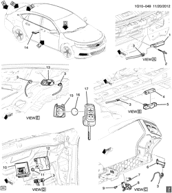 ВЕТРОВОЕ СТЕКЛО-СТЕКЛООЧИСТИТЕЛЬ-ЗЕРКАЛА-ПРИБОРНАЯ ПАНЕЛЬ-КОНСОЛЬ-ДВЕРИ Chevrolet Impala (New Model) 2014-2014 GZ69 ENTRY SYSTEM/KEYLESS REMOTE (PASSIVE ENTRY ATH)