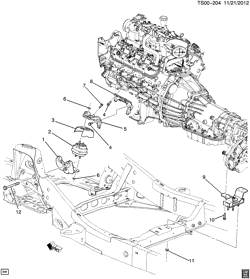 4-CYLINDER ENGINE Saab 9-7X 2008-2009 T1 ENGINE & TRANSMISSION MOUNTING (LH6/5.3M,LS2/6.0H)