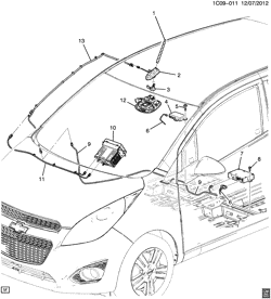КРЕПЛЕНИЕ КУЗОВА-КОНДИЦИОНЕР-АУДИОСИСТЕМА Chevrolet Spark 2014-2016 CZ48 COMMUNICATION SYSTEM ONSTAR(UE1)